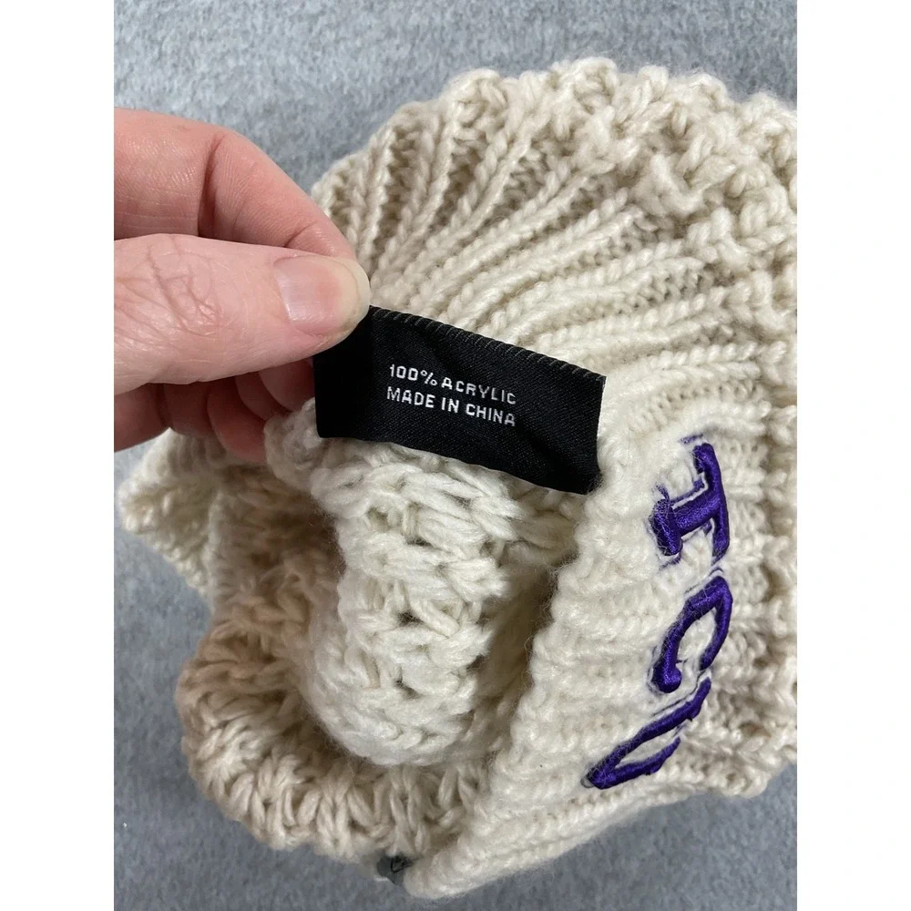 Top of the World TCU Horned Frogs Cream Chunky Knit Pom Beanie Hat NWT